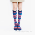 Knie hoge geometrische vierkante gelukkige gestreepte dame&#39;s sokken